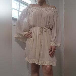 Charlotte Russe Cream Embellished Tunic Dress